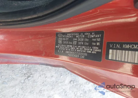 2007 Hyundai Accent Gs из США, поврежденный, VIN KMHCM36C57U039086